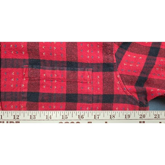 RVCA Mens Medium Flannel Shirt Red Black Plaid Button-up Heavyweight Cotton - Picture 8 of 10